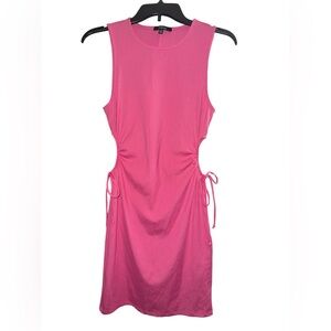 AMBIANCE PINK RIBBED CUT OUT MIDI DRESS SIZE MEDIUM NWOT